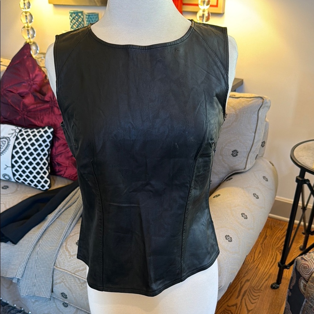 CAbi Black Leather Vest